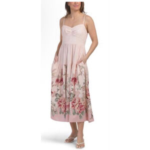 Women's CALYPSO ST. BARTH Pink Floral Border Print Maxi Dress M